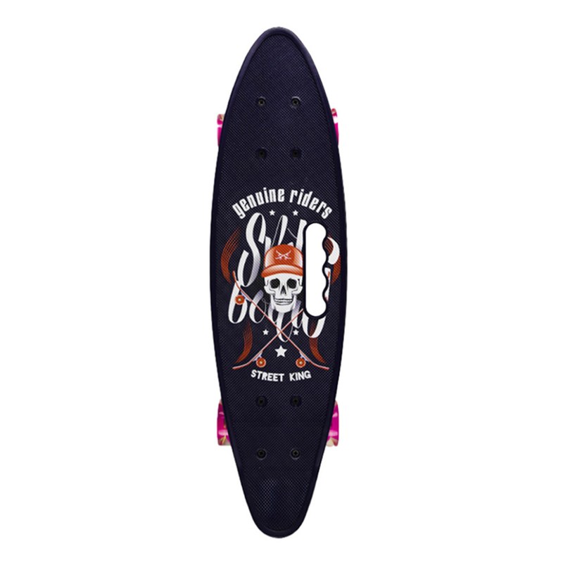 Пенні борд «Skull» 24" Bambi з ручкою, PU колеса зі світлом