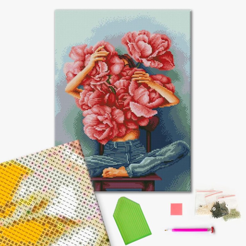 Алмазна мозаїка «Півонії в обіймах» ©Mykhailyshyna Daria Brushme 40х50 см
