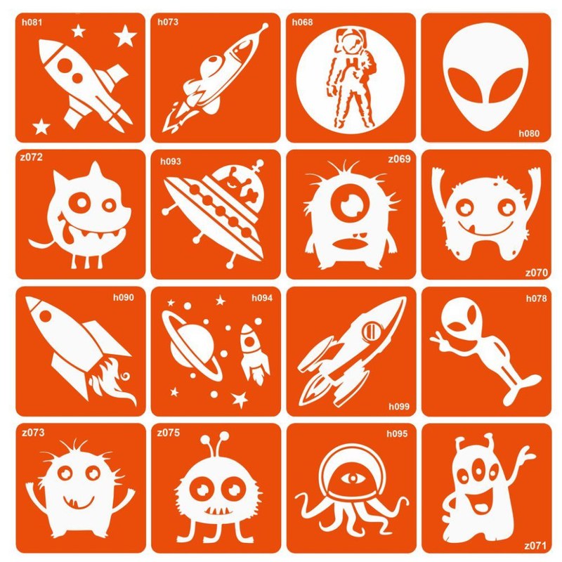 Набір трафаретів для біо-тату «Monsters and rockets» monsters-and-rockets-16