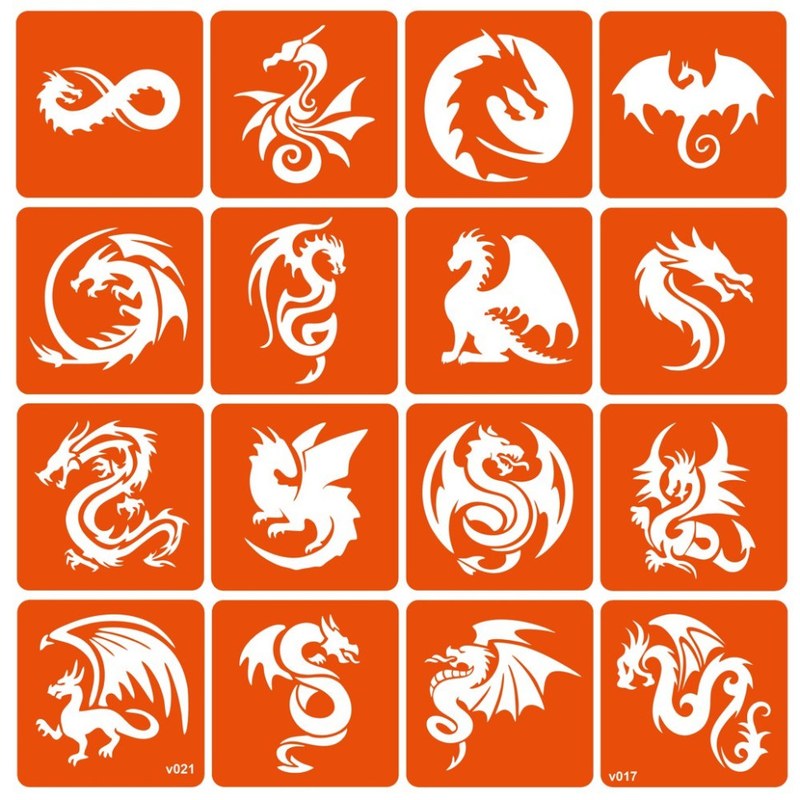 Набір трафаретів для біо-тату «Dragons» dragons-16