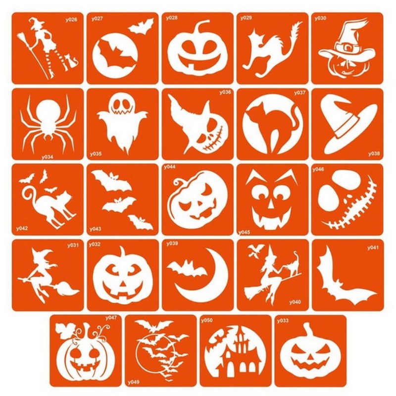 Набір трафаретів для біо-тату «Хеловін» halloween-simple 6 x 6 см 24 шт
