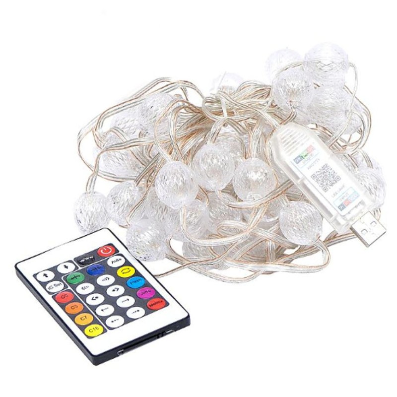 Гірлянда RGB з пультом «Кулька велика» D-52 Smart, USB 50L 5 метрів, змінює колір