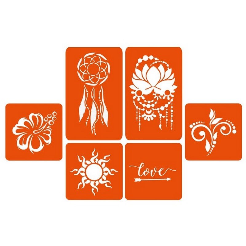 Набір кольорової хни з трафаретами для біо-тату №1 color-henna-set-01