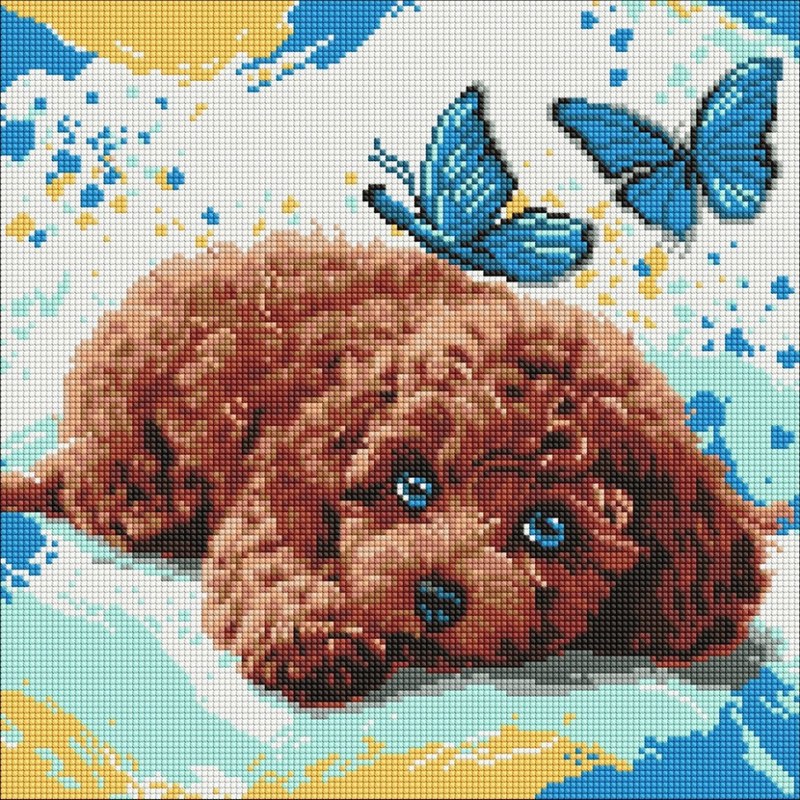 Алмазна мозаїка «Милий пудель» ©art_selena_ua, 40х40 см