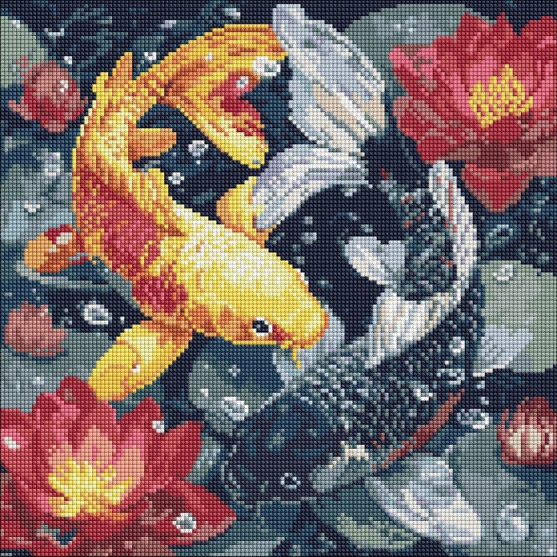 Алмазна мозаїка «Життя кої» ©art_selena_ua, 40х40 см