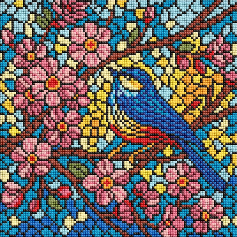 Алмазна мозаїка «Вітраж. Синиця», 30х30 см
