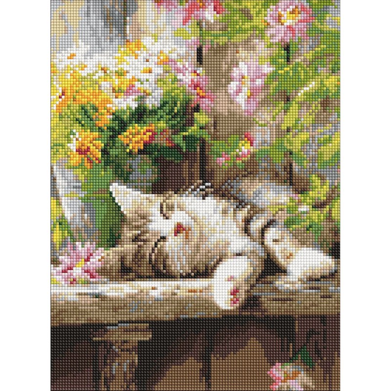 Алмазна мозаїка «Муркотливий сон», 30х40 см
