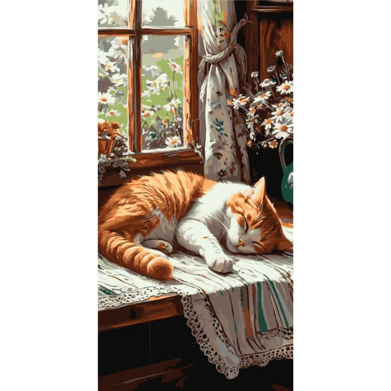 Картина за номерами «Рудий котик», 40х80 см