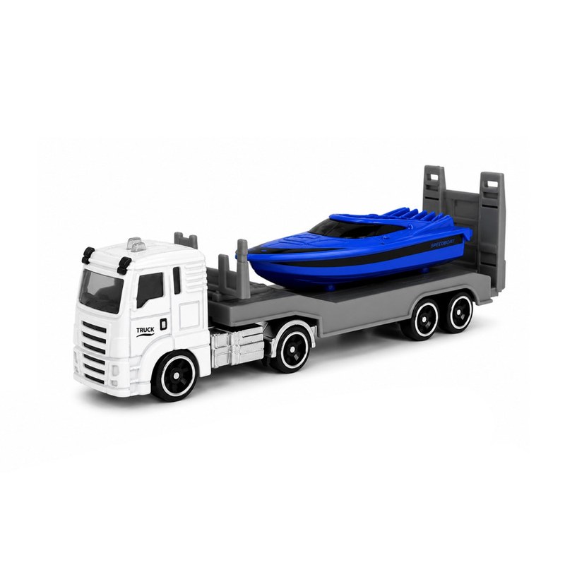 Дитяча автомодель «Вантажівка з моторним човном» TechnoDrive, масштаб 1:64