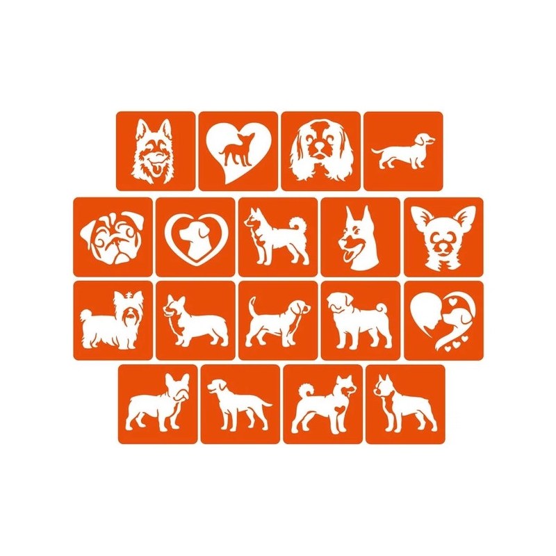 Набір трафаретів для біо-тату «Собаки» Fresh Tattoo dogs-5x5-18