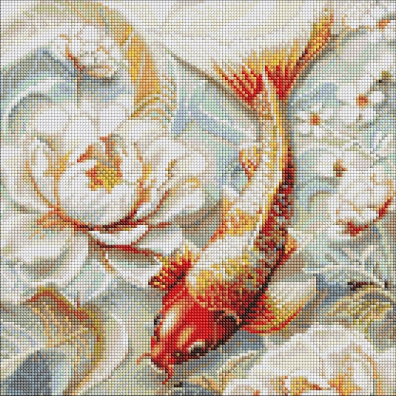Алмазна мозаїка «Кої в квітаx» ©art_selena_ua, 40х40см