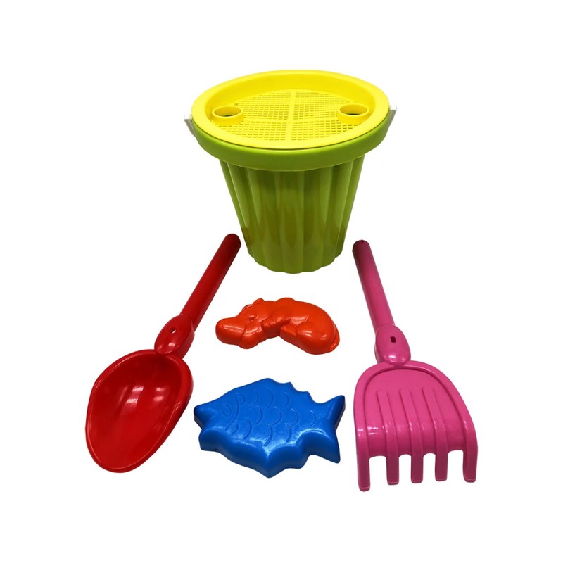 Пісочний набір «Великий» Mtoys лопатка, граблі та дві пасочки Зелений