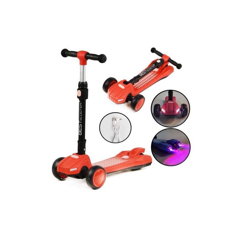 Самокат триколісний «Best Scooter», світло, дим (помаранчевий)