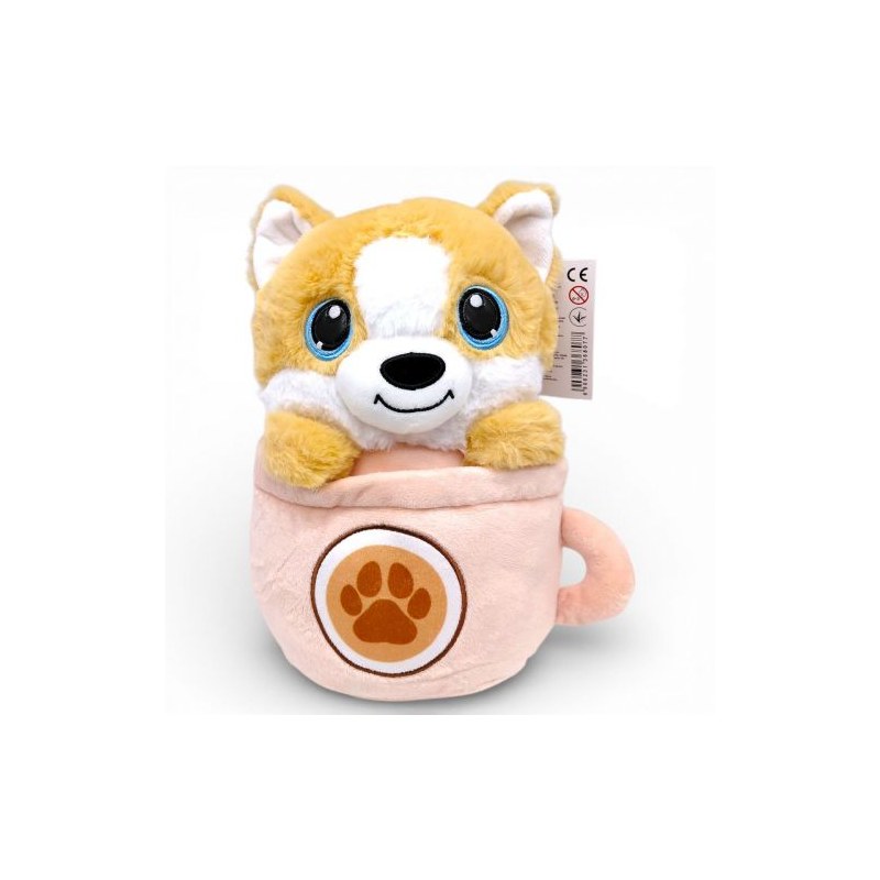 Мʼяка іграшка «Собачка в чашці» 25 см (СВІТЛО-КОРИЧНЕВА)